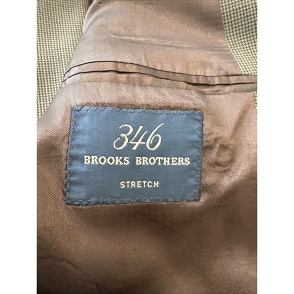 Brooks Brothers 346 Stretch Size 46L Brown Nailshead Wool-Lycra Blazer - Picture 4 of 10